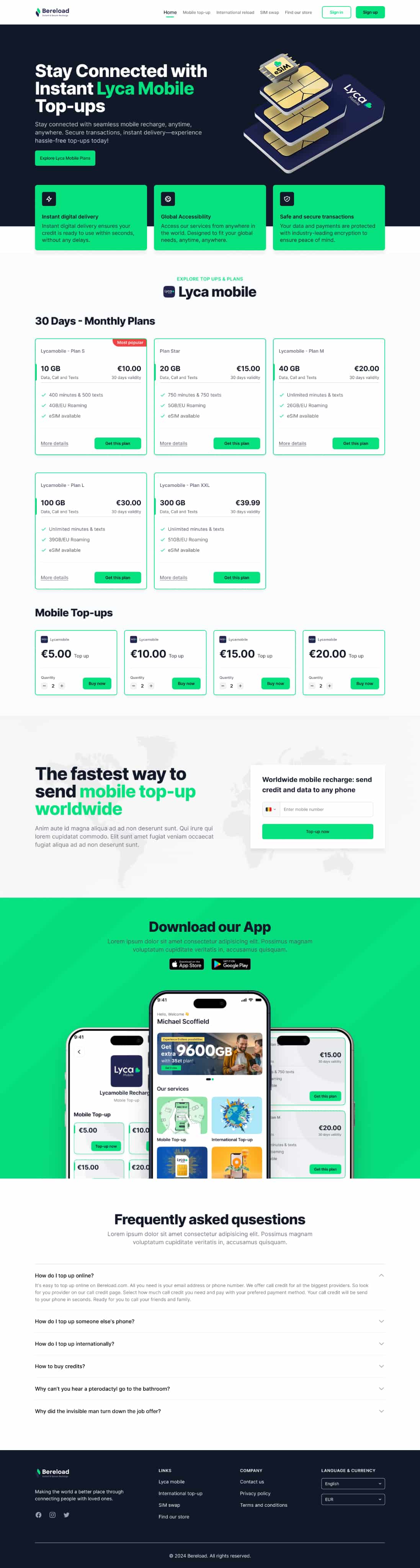 Bereload - Mobile Top-up Platform to Simplify Recharge Process